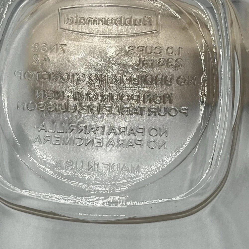 Rubbermaid Square Glass Container 1 cup/236mL 7N68 WITH RED LID VTG RARE